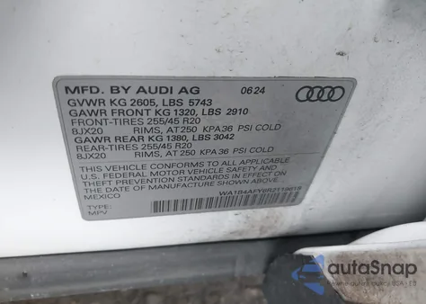 2024 Audi Sq5 Premium Plus Tfsi Quattro Tiptronic из США, поврежденный, VIN WA1B4AFY6R2119618